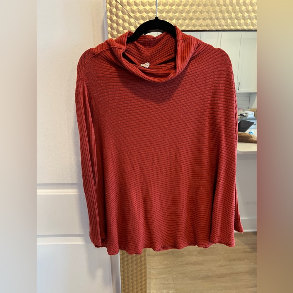 Free People Burnt Orange Distressed Hem Sweater Women’s Small